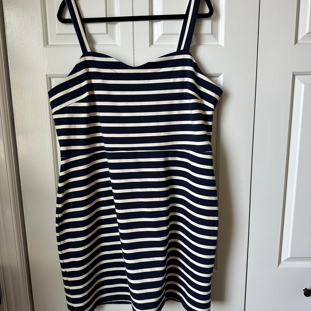 Old Navy Ponte sheath navy stripe dress XXL